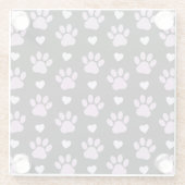 Patroon van poten, reuzenpoten, Lila poten, hart Glazen Onderzetter (Achterkant)