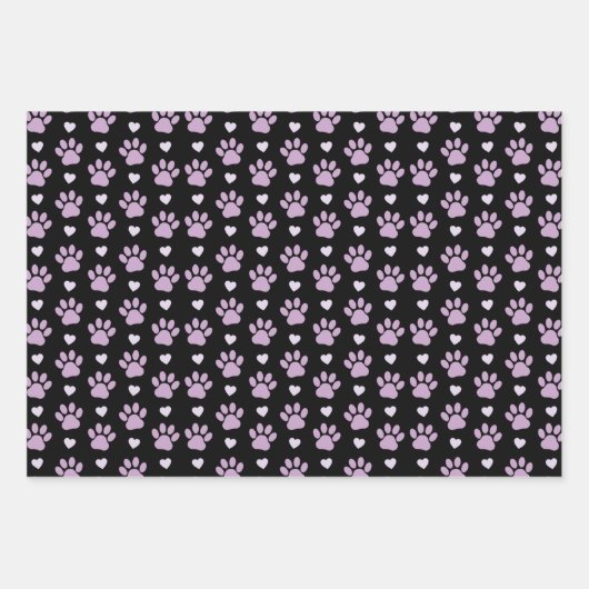 Patroon van poten, reuzenpoten, Lila poten, hart Inpakpapier Vel (Voorkant)