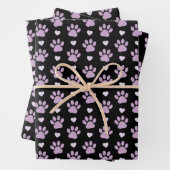 Patroon van poten, reuzenpoten, Lila poten, hart Inpakpapier Vel (In situ)