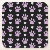 Patroon van poten, reuzenpoten, Lila poten, hart Kartonnen Onderzetters (Voorkant)