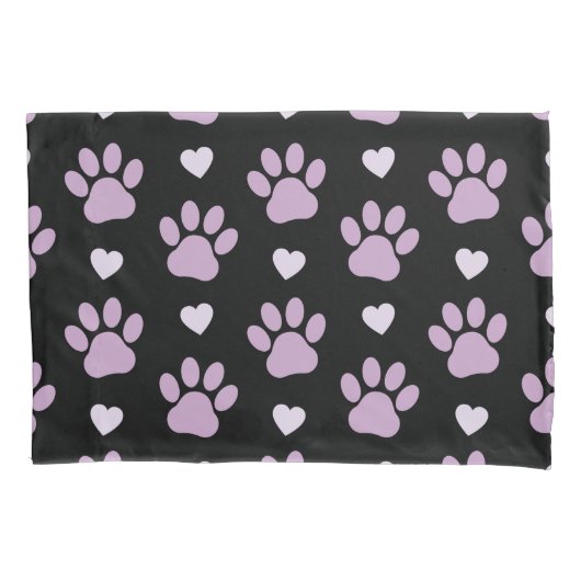 Patroon van poten, reuzenpoten, Lila poten, hart Kussensloop (Voorkant)