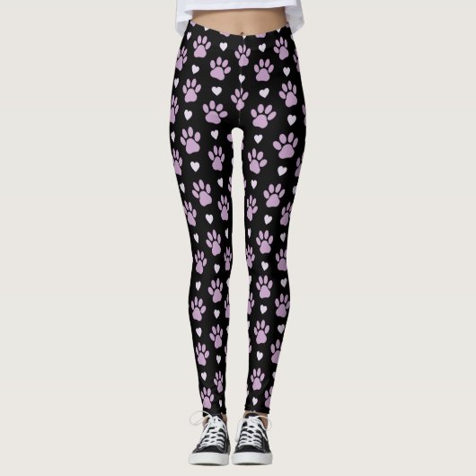 Patroon van poten, reuzenpoten, Lila poten, hart Leggings (Voorkant)