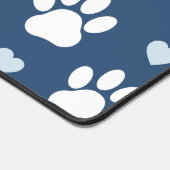 Patroon van poten, reuzenpoten, witte poten, blauw bureaumat (Hoek)