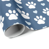 Patroon van poten, reuzenpoten, witte poten, blauw cadeaupapier (Rol Hoek)