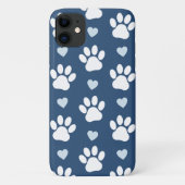Patroon van poten, reuzenpoten, witte poten, blauw Case-Mate iPhone case (Achterkant)