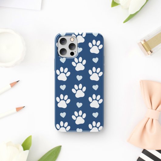 Patroon van poten, reuzenpoten, witte poten, blauw Case-Mate iPhone case