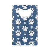 Patroon van poten, reuzenpoten, witte poten, blauw creditkaart flessenopener (Voorkant)