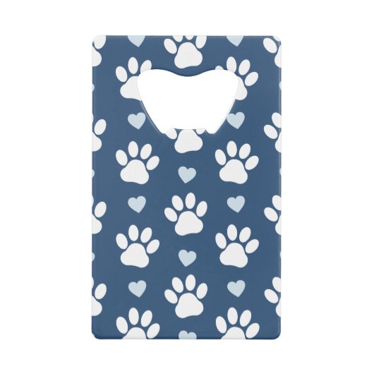 Patroon van poten, reuzenpoten, witte poten, blauw creditkaart flessenopener (Voorkant)