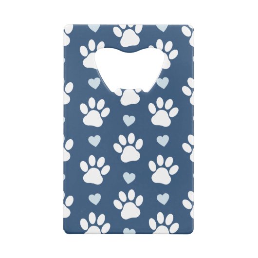 Patroon van poten, reuzenpoten, witte poten, blauw creditkaart flessenopener (Achterkant)