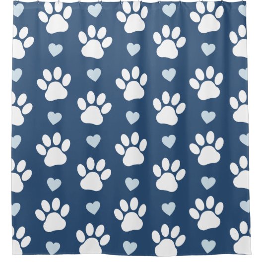 Patroon van poten, reuzenpoten, witte poten, blauw douchegordijn (Voorkant)