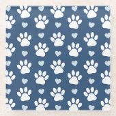 Patroon van poten, reuzenpoten, witte poten, blauw glazen onderzetter (Voorkant)