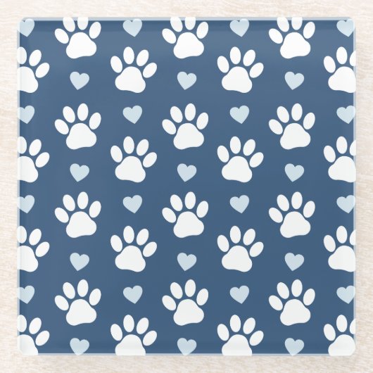 Patroon van poten, reuzenpoten, witte poten, blauw glazen onderzetter (Voorkant)