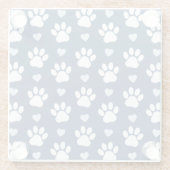 Patroon van poten, reuzenpoten, witte poten, blauw glazen onderzetter (Achterkant)