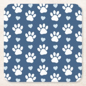 Patroon van poten, reuzenpoten, witte poten, blauw kartonnen onderzetters (Voorkant)