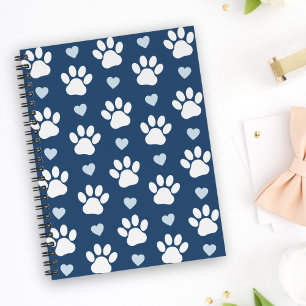 Patroon van poten, reuzenpoten, witte poten, blauw notitieboek