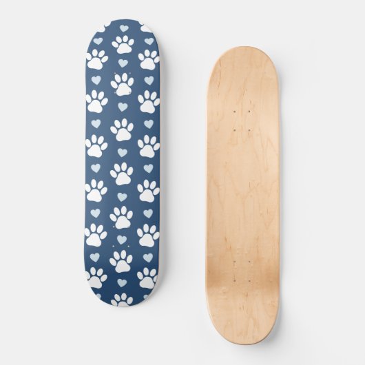 Patroon van poten, reuzenpoten, witte poten, blauw persoonlijk skateboard (Voorkant)