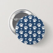 Patroon van poten, reuzenpoten, witte poten, blauw ronde button 5,7 cm (Voorkant /achterkant)
