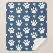 Patroon van poten, reuzenpoten, witte poten, blauw sherpa deken (Voorkant)