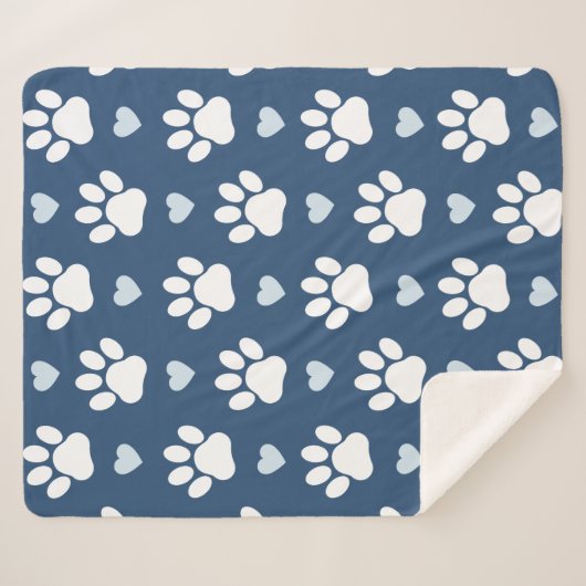 Patroon van poten, reuzenpoten, witte poten, blauw sherpa deken (Voorkant (horizontaal))