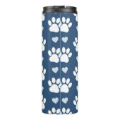 Patroon van poten, reuzenpoten, witte poten, blauw thermosbeker (Achterkant)