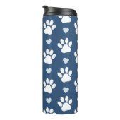 Patroon van poten, reuzenpoten, witte poten, blauw thermosbeker (Geroteerd rechts)