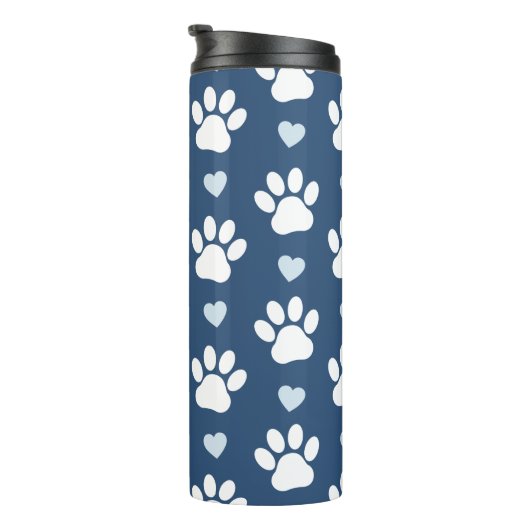 Patroon van poten, reuzenpoten, witte poten, blauw thermosbeker (Geroteerd rechts)