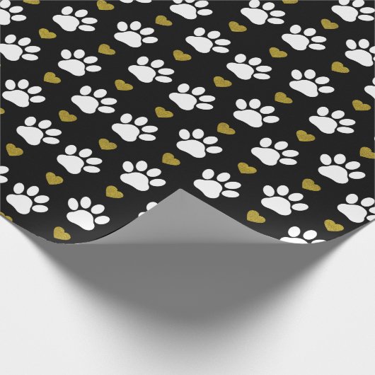 Patroon van poten, reuzenpoten, witte poten, goudh cadeaupapier (Hoek)