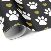 Patroon van poten, reuzenpoten, witte poten, goudh cadeaupapier (Rol Hoek)