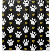 Patroon van poten, reuzenpoten, witte poten, goudh douchegordijn (Voorkant)