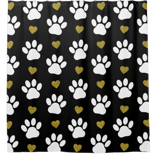 Patroon van poten, reuzenpoten, witte poten, goudh douchegordijn (Voorkant)