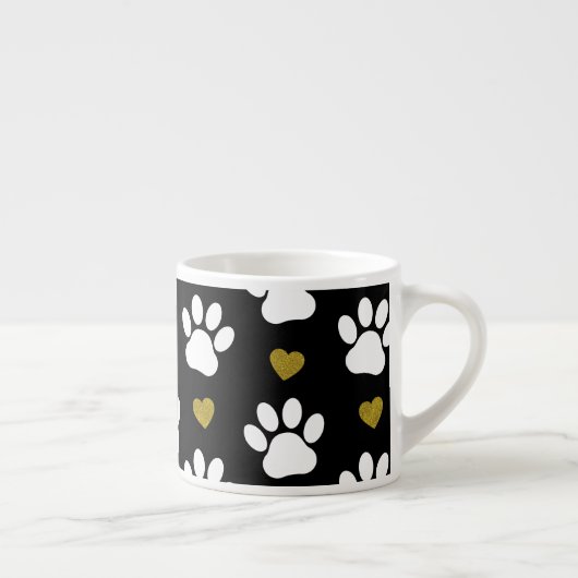 Patroon van poten, reuzenpoten, witte poten, goudh espresso kop (Rechts)