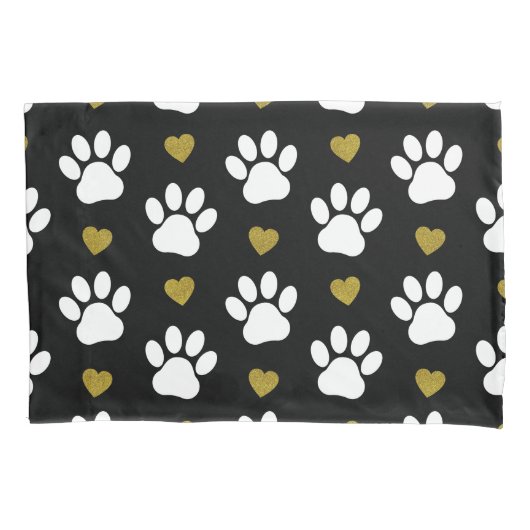 Patroon van poten, reuzenpoten, witte poten, goudh kussensloop (Voorkant)