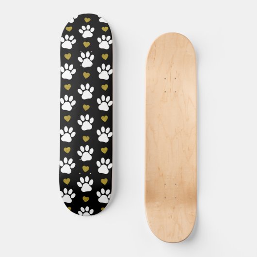 Patroon van poten, reuzenpoten, witte poten, goudh persoonlijk skateboard (Voorkant)