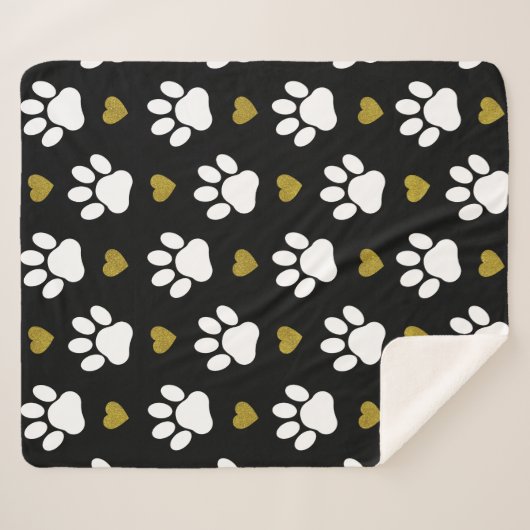 Patroon van poten, reuzenpoten, witte poten, goudh sherpa deken (Voorkant (horizontaal))