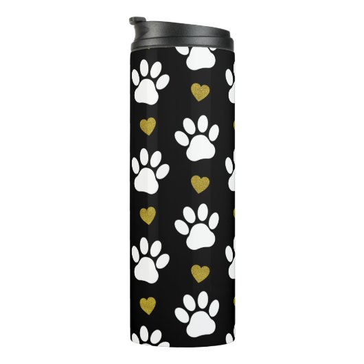 Patroon van poten, reuzenpoten, witte poten, goudh thermosbeker (Geroteerd rechts)