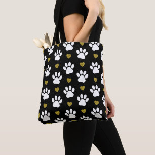 Patroon van poten, reuzenpoten, witte poten, goudh tote bag