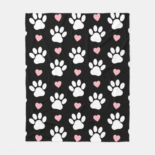 Patroon van poten, reuzenpoten, witte poten, roze  fleece deken (Voorkant)