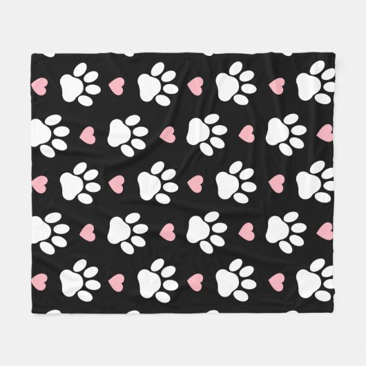 Patroon van poten, reuzenpoten, witte poten, roze  fleece deken (Voorkant (Horizontaal))