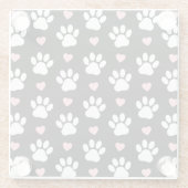 Patroon van poten, reuzenpoten, witte poten, roze  glazen onderzetter (Achterkant)