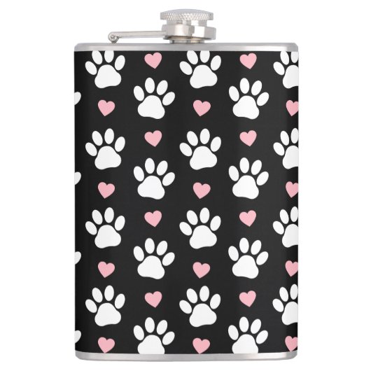 Patroon van poten, reuzenpoten, witte poten, roze  heupfles (Voorkant)