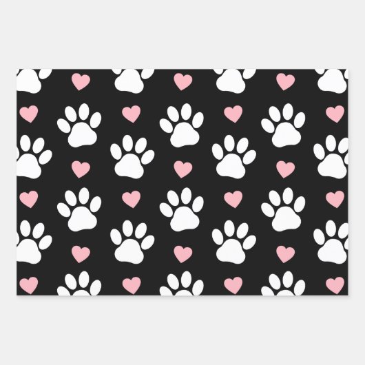 Patroon van poten, reuzenpoten, witte poten, roze  inpakpapier vel (Voorkant 2)