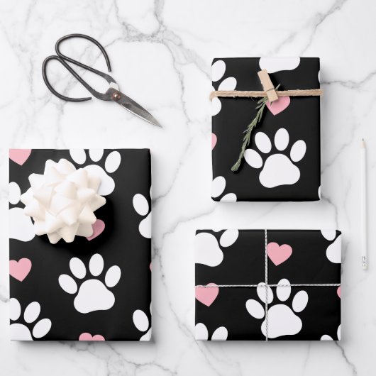 Patroon van poten, reuzenpoten, witte poten, roze  inpakpapier vel (Voorkant)