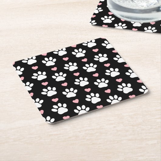 Patroon van poten, reuzenpoten, witte poten, roze  kartonnen onderzetters (Schuin)