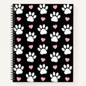 Patroon van poten, reuzenpoten, witte poten, roze  notitieboek (Voorkant)