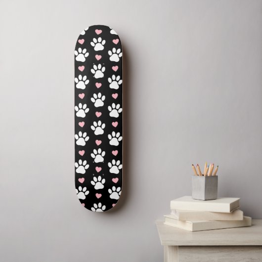 Patroon van poten, reuzenpoten, witte poten, roze  persoonlijk skateboard (Muurkunst)