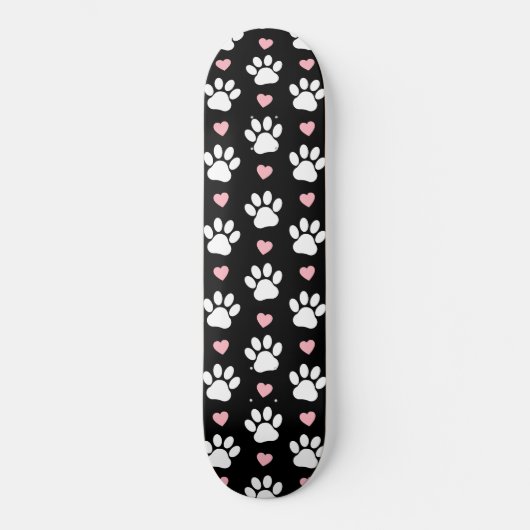 Patroon van poten, reuzenpoten, witte poten, roze  persoonlijk skateboard (Voorkant)