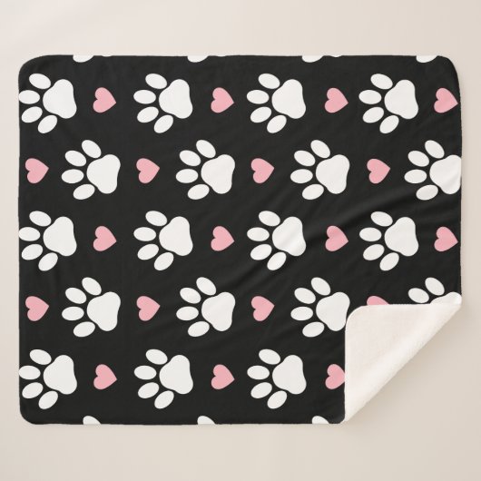 Patroon van poten, reuzenpoten, witte poten, roze  sherpa deken (Voorkant (horizontaal))