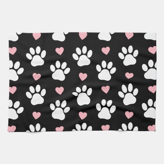 Patroon van poten, reuzenpoten, witte poten, roze  theedoek (Horizontaal)