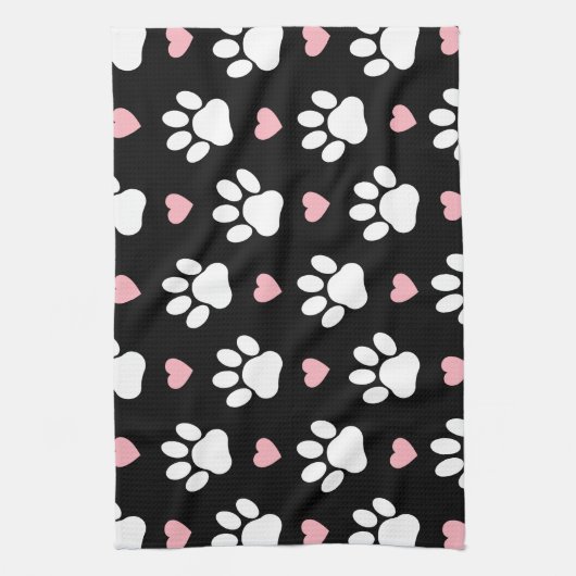 Patroon van poten, reuzenpoten, witte poten, roze  theedoek (Verticaal)