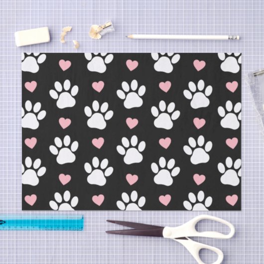 Patroon van poten, reuzenpoten, witte poten, roze  tissuepapier (Craft)